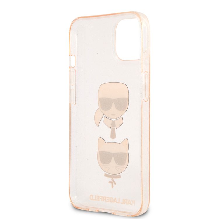 CG MOBILE Karl Lagerfeld TPU Full Glitter Case with Embossed Karl & Choupette Head Compatible for iPhone 13  (6.1") Scratch Resistant, Easy Access to All Ports, Drop