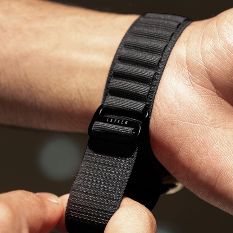 Levelo Ace Loop Watch Strap with Titanium G Hook Buckle for Apple Watch 49/45mm, Sweat & Water Resistant, Compatible with SE, Series 8, 7, 6, 5 & 4, Soft & Comfortable Fit - Black