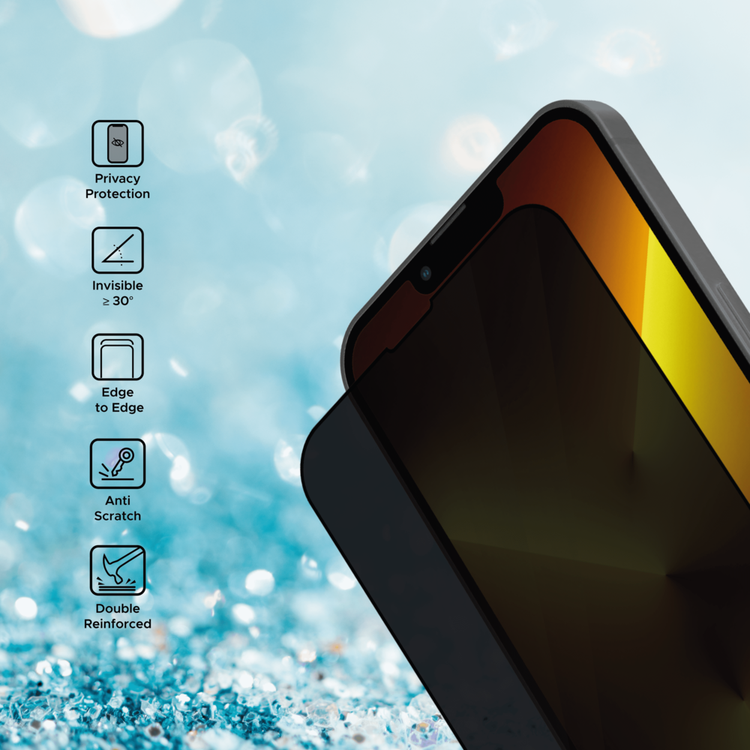 واقي شاشة Liberty Guard Privacy Full Cover بحافة مستديرة لهاتف iPhone 13 Pro Max، مضاد للصدمات والتأثير - الخصوصية