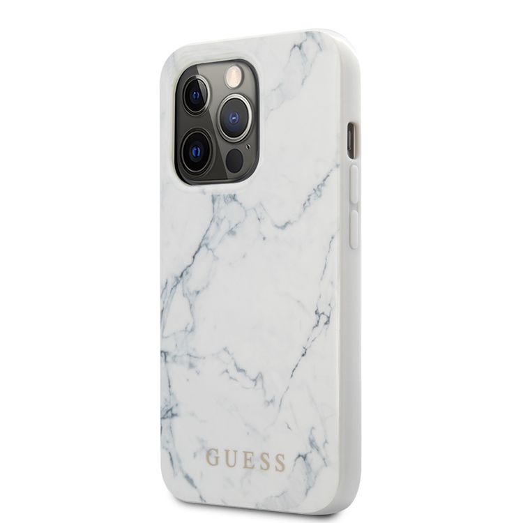 CG MOBILE Guess PC/TPU Elegant Marble Design Case Compatible for iPhone 13 Pro (6.1") Anti-Scratch, Easy Access to All Ports, Shock Absorption