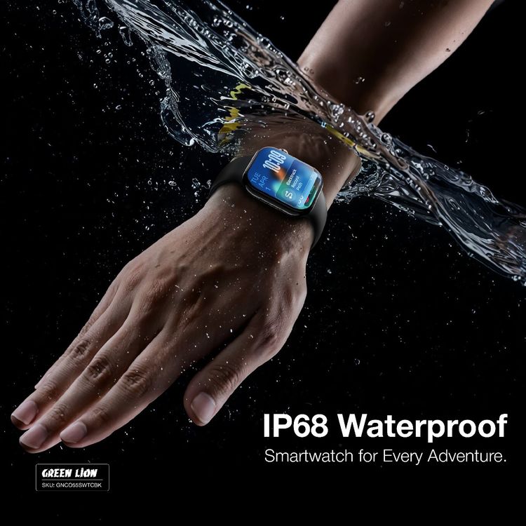 Green Lion Communicate Smart Watch with 2.07" IPS Dispaly, 380mAh Battery Capacity, Wireless Charging, AI Voice Assistant, 1GB Flash, 3-5 Days Working Time - Black