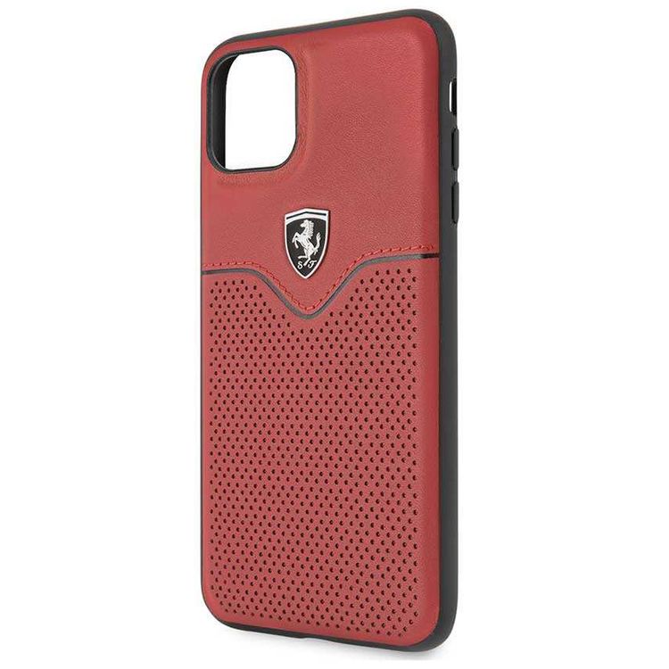 CG MOBILE Ferrari Leather Hard Phone Case Victory Compatible for iPhone 11 Pro Max (6.5") Shock Resistant Mobile Cover Officially Licensed - Red