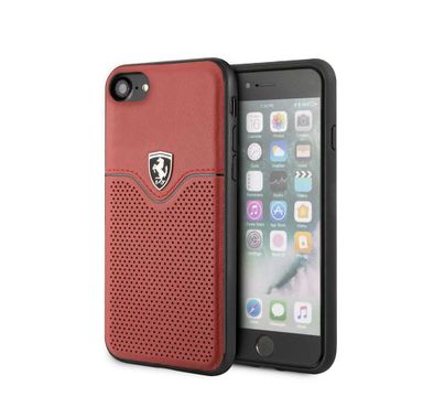 كفر فيراري من الجلد الصلب لهاتف iPhone SE 2 - أحمر