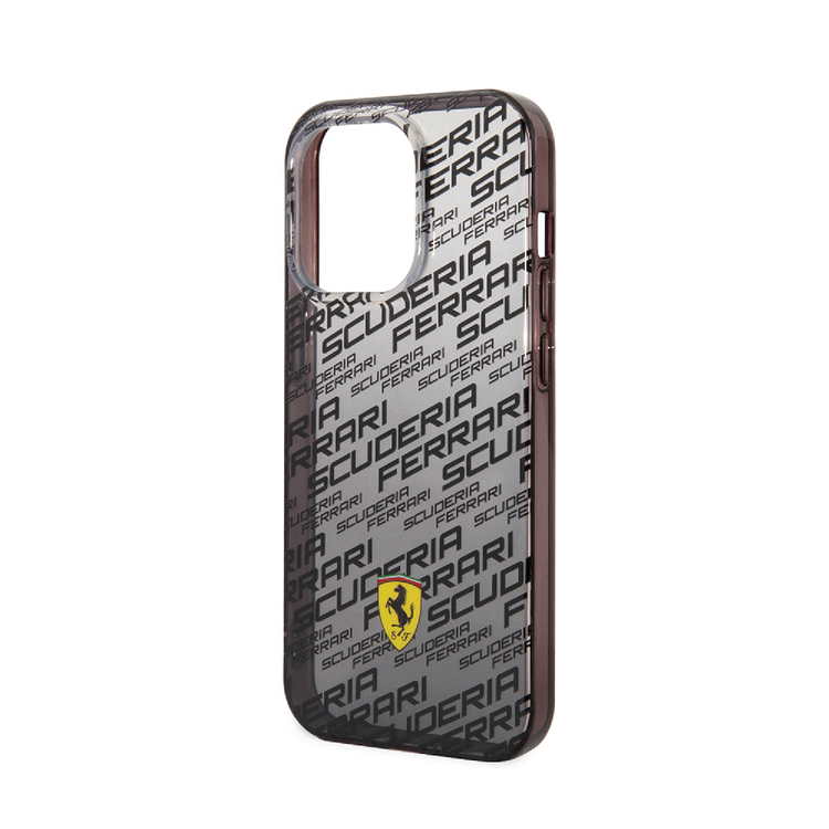 Ferrari Gradient PC/TPU Case with Allover Scuderia & Dyed Bumper iPhone 14 Plus Compatibility - Black