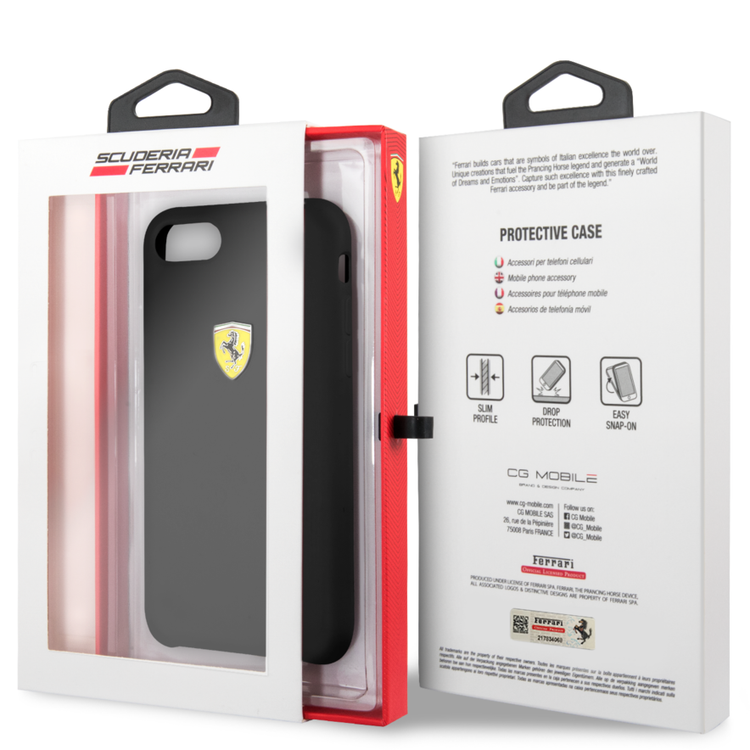 CG MOBILE Ferrari SF Silicone Phone Case Compatible for iPhone 8 / 7 | Protective Mobile Case Officially Licensed - Black
