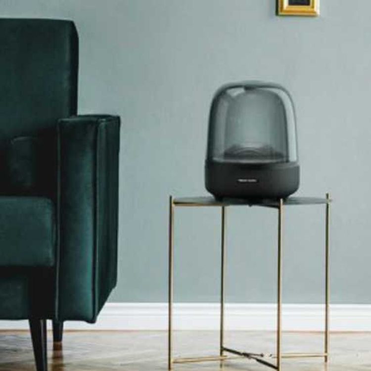 Harman Kardon Aura Studio 3 Wireless Bluetooth Stereo Speaker with Elegant Ripple Effect Lighting, Exceptional 360-Degree Sound, Iconic Anywhere - Black