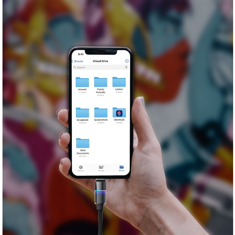 Porodo Aluminum USB-C to USB-C Cable with RGB Lights, 1m Cable Length, 240W Power Delivery, 480Mbps Data Transfer Speed, Fast Charge - Black
