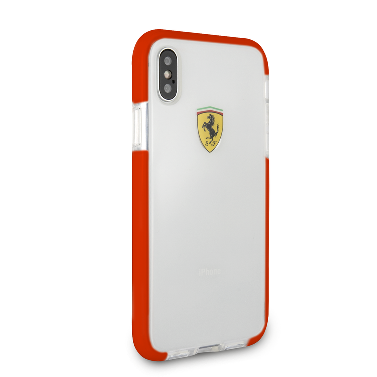 CG Mobile Ferrari Shockproof Transparent Hard Case for iPhone X - Red