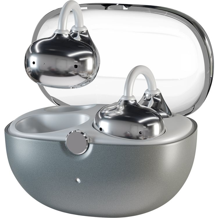 Green Lion Malibu Wireless Earbuds with Voice Assistant, Lightweight Design, Clear Voice Calls, Open-Ear Audio, Bluetooth Version 6.0, 180 Days standby Time, Up to 12 Hours Playtime, Type-C Charging Port, Smart Touch Control - Gray