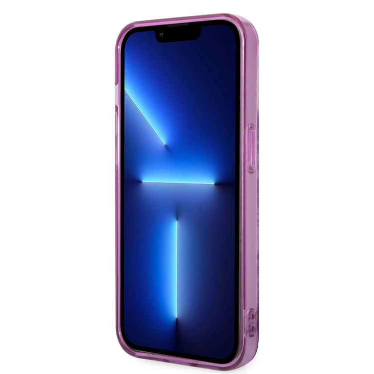 Guess PC/TPU IML Case With Double Layer Electroplated Camera Outline & Toile De Jouy - iPhone 14 Pro - Fuchsia