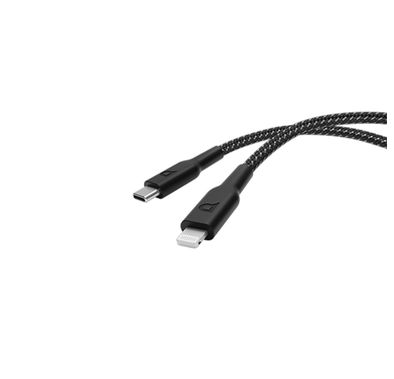 Powerology Braided USB-C to Lightning Charging Cable with Fast Charging & Data Transfer, 60W Power Delivery, Universal Compatibility, 1.2m Cable Length - Black