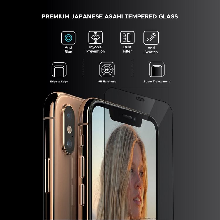 واقي شاشة Liberty Guard Azure Full Cover Black بحافة مدورة لهاتف iPhone 11 Pro Max، مضاد للصدمات والتأثير - أسود