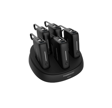 باورولوجي محطة باور بانك 5 x 10000mAh مع 50 واط PD، USB-A، USB-C، كابل مدمج من نوع C، إدخال اتصال أقصى 12V/1A، محطة شحن سريعة، بطاريات عالية الكثافة، كابل مدمج من نوع C، إجمالي إخراج 5V/3A، حماية مدمجة - أسود