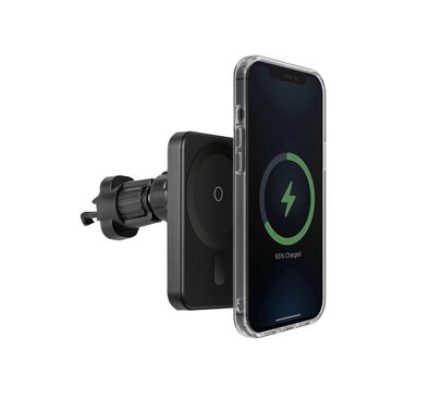 Viva Madrid Magnetic Car Wireless Charger, Fast Charging Mount Air Vent Phone Stand, suitable for iPhone 12, Pro, Max, Mini, magnetic wireless - Black