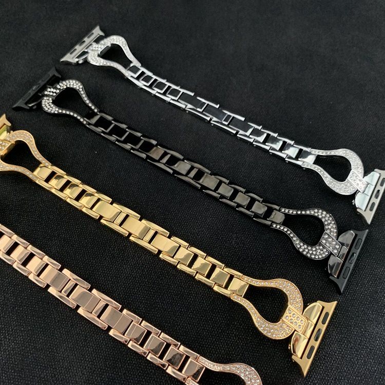 Devia Diamond Watch Band 38/40mm, Luxury and Classy Style Appearance, Hook-and-Loop Fastener, Soft Cushion, Refined Craftmanship, Comfortable Feel, Easy to Install - Gold