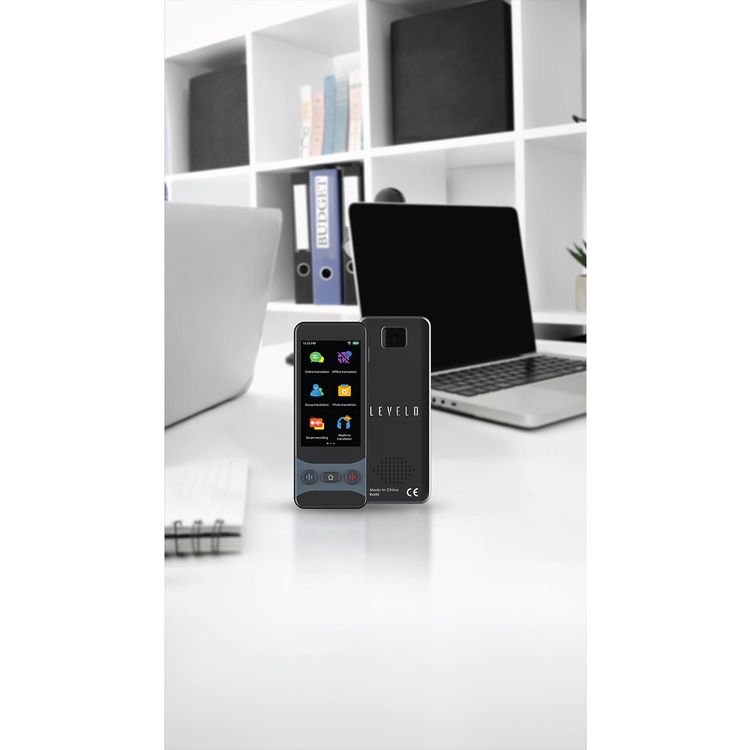 Levelo FluentLink Offline & Online Voice Translator, Built-in ChatGPT, Unit Conversion, Exchange Rate Conversion - Gray