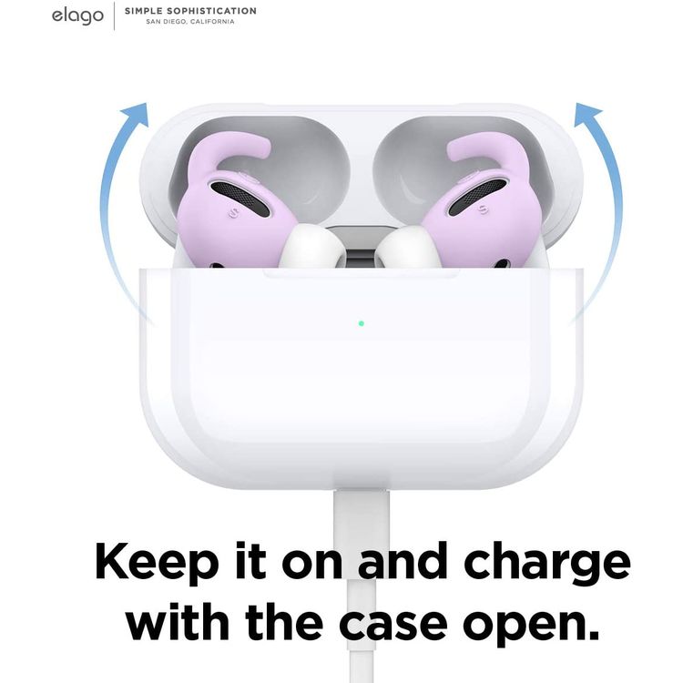 Elago Earbuds Hook Cover, Protective Buffer for Apple AirPods Pro Suitable for Jogging, Cycling, Gym & Fitness Activities [4 Pairs: 2 Large + 2 Small] - Lavender