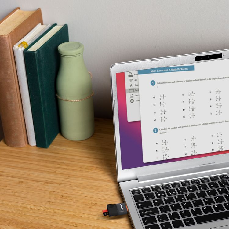 Porodo OTG Adapter with Lightning Input, TF Card Reader, 480Mbps Transfer Speed, TPE Material with Aluminum Shell, Wide Compatibility - Black