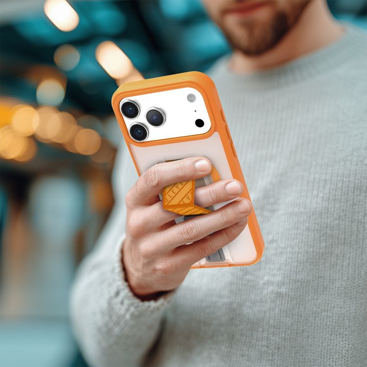 غطاء ليفيلو مورفيكس كلارا جريب ستاند ماغ سيف لجهاز آيفون 17 برو، حواف مرتفعة للكاميرا والشاشة، مغناطيسات قوية، جسم مقاوم للصدمات وتشطيب غير لامع، حامل حلقة D مرن، مقاومة لبصمات الأصابع - برتقالي شروق الشمس