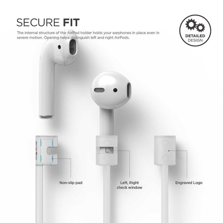 Elago Silicone Strap For Apple Airpods 1/2 Generation, keeping AirPods close by during outdoor activities, Easy Cable To Store - Night Glow Blue