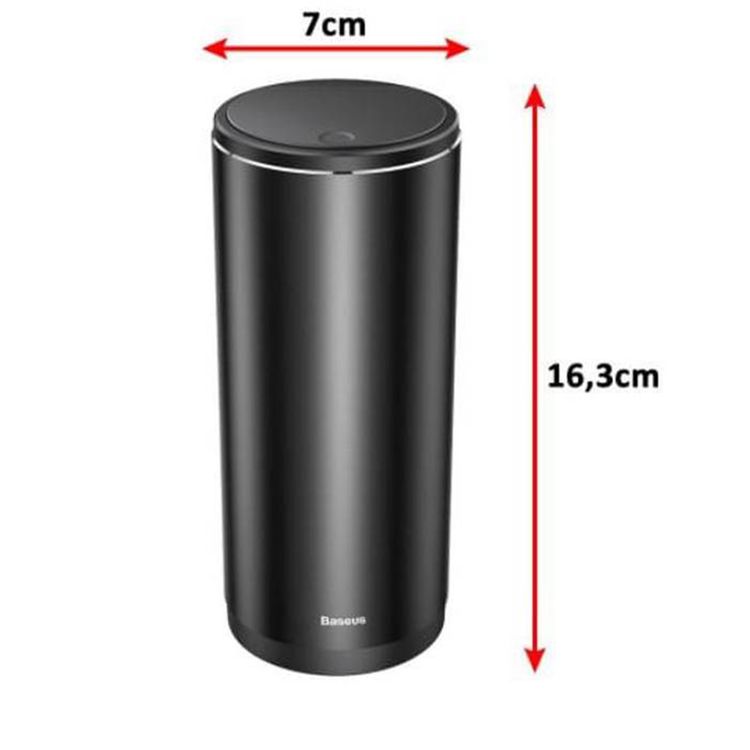 Baseus Gentleman Style Vehicle-Mounted Trash Can with 500 mL Capacity, Press-down Cover Design, ABS + Aluminum Alloy,  Leak-proof Design - Black