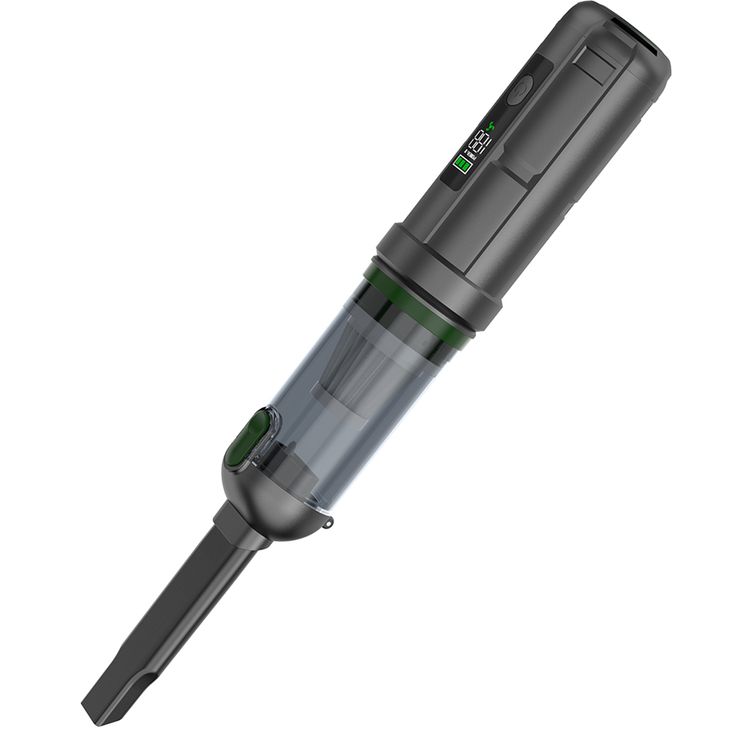 Green Lion GLV-15 Vacuum Cleaner with 100W Rated  Power, Digital Display, 3 Speed Levels, DC Brushless Motor, 200mL Dust Capacity, 6000mAh Battery Capacity, USB-C Charging Port, Home Cleaning, Car Maintenance, Electronics Cleanup, 15kPa High Suction - Gray