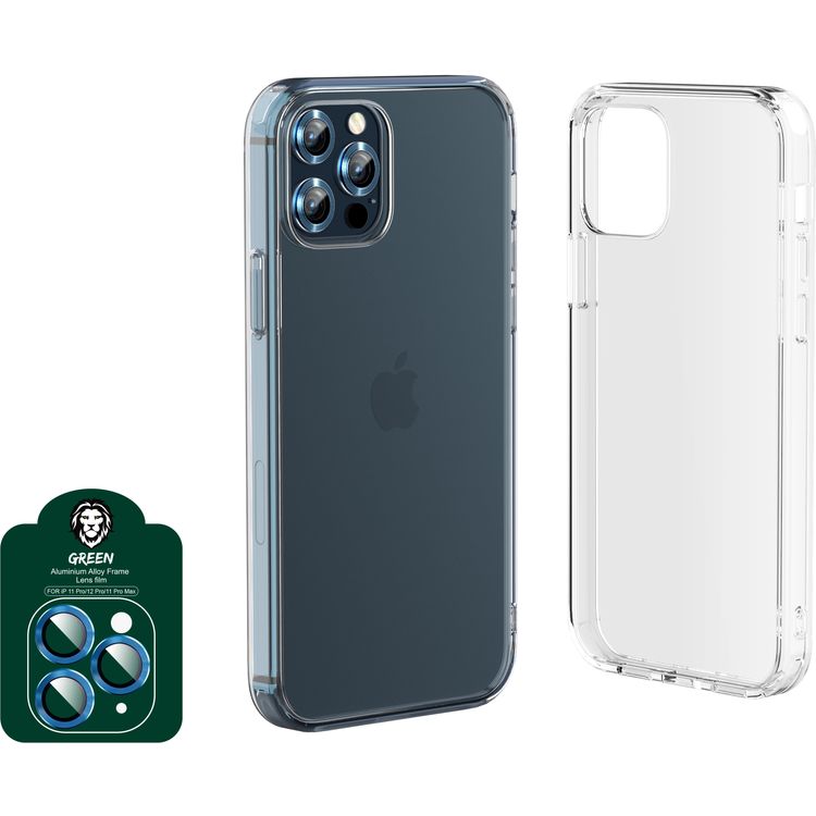 حزمة حماية من غرين 4 في 1 360 درجة ، فيلم عدسة الكاميرا + جراب إسقاط مقاوم للصدمات + واقي نانو عالي الدقة + زجاج ثلاثي الأبعاد حافة مدرعة ، حماية كاملة 360 ، مضاد لبصمات الأصابع ، خالٍ من الفقاعات ، وغطاء خلفي مضاد للخدش متوافق مع ايفون 12 برو ماكس ( 6.7 بوصة )