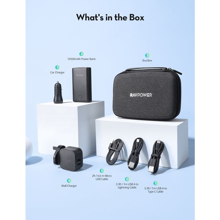 Power Bank RAVPower RP-PB210-BK 6 in 1 Prime Power Bank Combo - Black