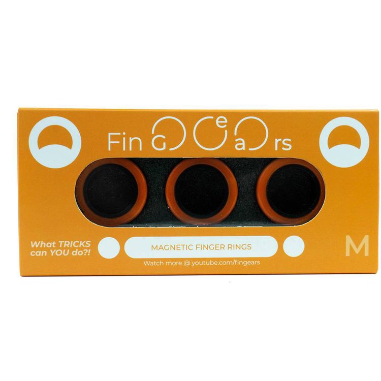FinGears Magnetic Fidget Rings, Pack of 3, Relieves Stress and Anxiety, Freestyle Magnetic Spinner Ring for Adults, Medium - Orange/Black