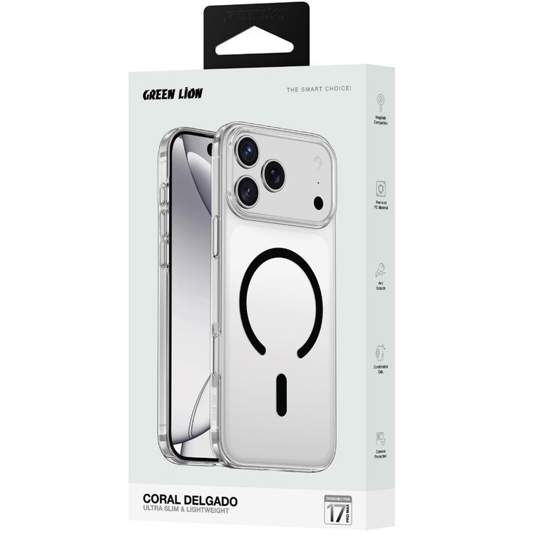 Green Lion Coral Delgado Case for iPhone 17 Pro Max, MagSafe Compatible, Slim & Lightweight Design, Camera Protection, Comfortable Grip, Anti-Yellowing & Anti-Scratch - Black