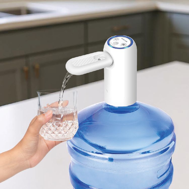 Green Lion Auto Water Pump with LED Indicator, One-Touch Pumping, 50cm Water Inlet Pipe, 6W Power, 2.2-2.4 L/min Pump Speed, ABS Material, Foldable Water Dispenser - White