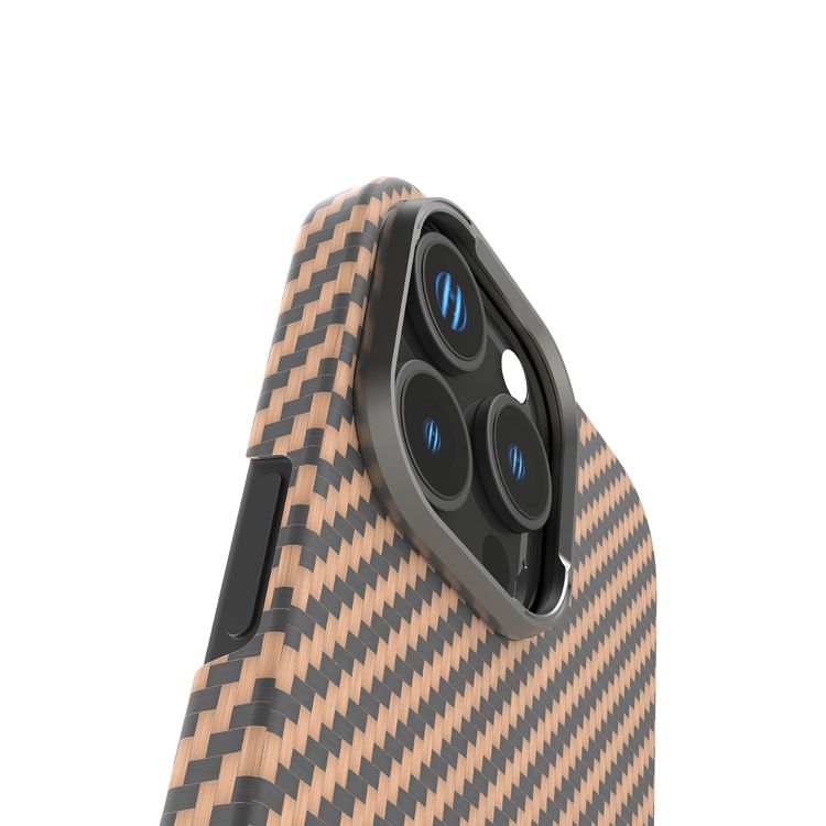 Levelo Sergei Case for iPhone 16 Pro with 1500D Aramid Fiber, Anti-Fingerprint, MagSafe Compatibility, Metal Camera Ring, Ultra Slim Case - Desert Rose