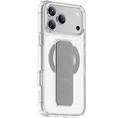 Green Lion MagSafe Leather Grip Case for iPhone 17 Pro Max, Crystal Clear, Scratch Resistance, Leather Grip Strap, Strong Magnets, Military Grade Protection - Silver