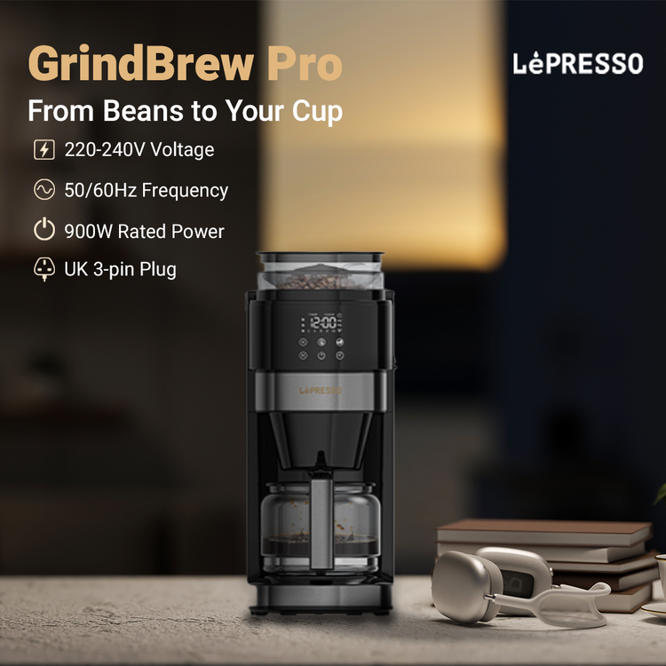 آلة تحضير القهوة LePresso مع طاحن الحبوب وسعة خزان ماء 1.35 لتر، قوة تخمير قابلة للتخصيص، طاقة مقيمة 900 واط، وظيفة الحفاظ على السخونة، لوحة تحكم رقمية - أسود