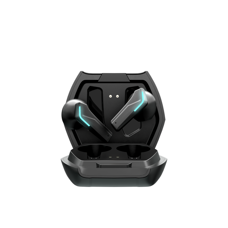 Porodo Gaming True Wireless Earbuds with Touch Controls, Dual Microphone Crisp Sound, IPX5 Water Resistant, 300 mAh Charging Case Battery, 30 mAh Earbuds Battery - Black