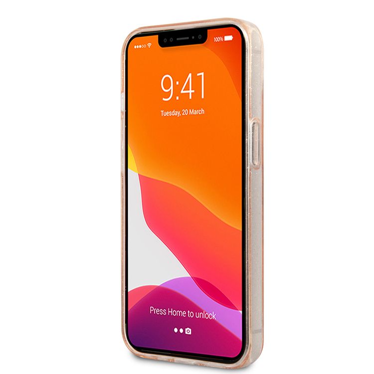 CG MOBILE Karl Lagerfeld TPU Full Glitter Case with Embossed Karl & Choupette Head Compatible for iPhone 13  (6.1") Scratch Resistant, Easy Access to All Ports, Drop