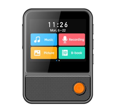 Porodo Soundtec Speaker MP3 Player with Earphone, High-Fidelity Audio, 2.31" Touch Display, Audio Recording - Black 