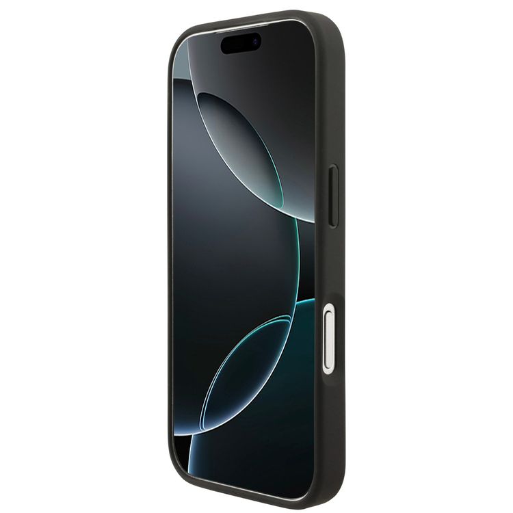 غطاء من جلد PU من كارل لاغرفيلد مع دبابيس رأس كارل لهاتف آيفون 17 برو ماكس، بتصميم نحيف وخفيف الوزن، قبضة مريحة، متوافق مع MagSafe، تغليف مستدام، سهل التركيب، حماية من السقوط - أسود