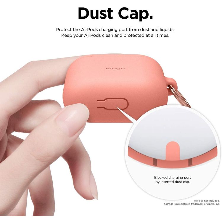 Elago Skinny Hang Case Cover Compatible for Apple AirPods 1&2 Generation, Upgraded Premium Silicone, Front LED Visible, Scratch Resistant, Drop Resistant, Protective Cover