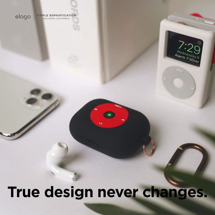 Elago AW6 Hang Case Compatible for AirPods Pro, Old School Music Player Design, Scratch Resistant, Shock Absorption, Drop Protection, & Dustproof Protective Silicone Cover