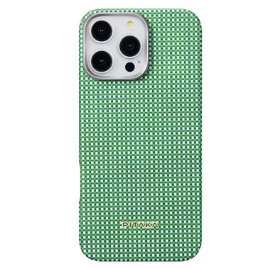 Pitaka Ultra Slim Case for iPhone 16 Pro Max, Compatible with MagSafe, 3D Grip Textured, Raised Camera Lip - Forest Green