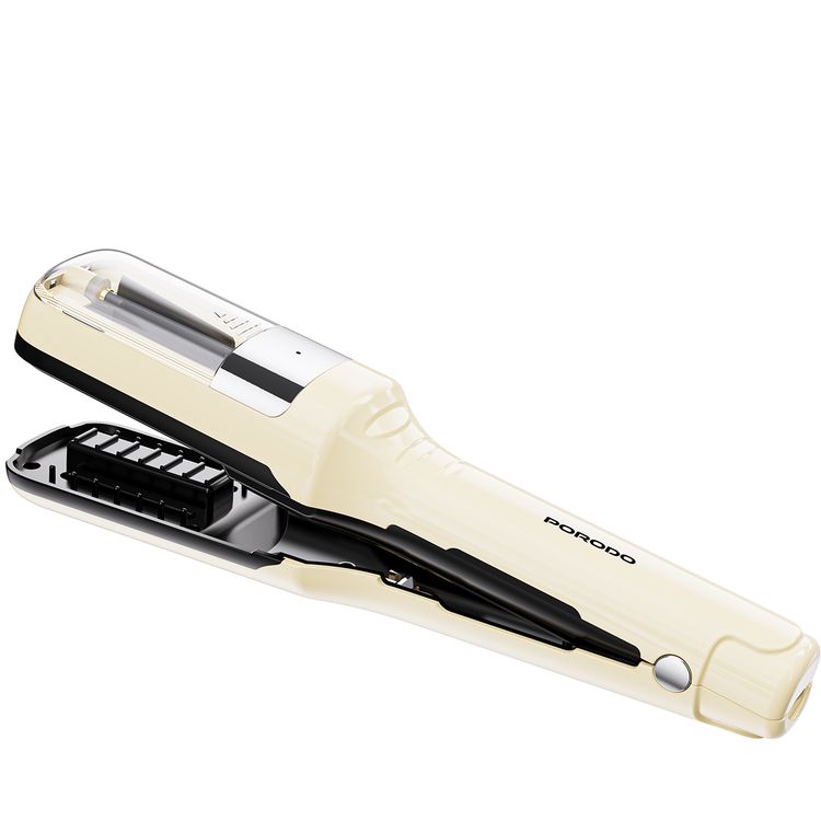 Porodo 2-in-1 Split End Trimmer & Hair Straightener with Cordless Functionality, 500mAh Battery, USB-C Charging Port, Visible Hair Cutting, Blue Light Hair Repair, 18W Rated Power - White