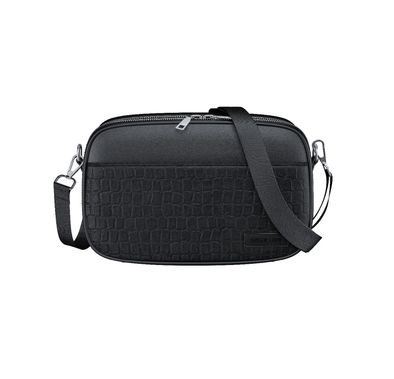 Green Lion Airo Crossbody Bag with 3 Main Pockets & 6 Card Pockets, 3L Capacity, PU Leather Material, Durable Zipper, Water Resistant, Delicate Texture, Travel-Friendly, Wide Opening, Adjustable Strap - Black