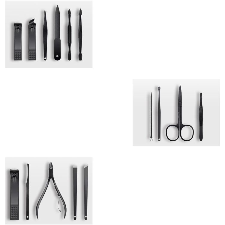  مجموعة أدوات مانيكير وباديكير 15 في 1 من غرين ليون، مجموعة مقص أظافر من جلد البولي يوريثان المقاوم للصدأ ، مجموعة أدوات غير قابلة للانزلاق ، مجموعة أدوات تجميل محمولة للسفر للجنسين ، العناية بالوجه والبشرة والأظافر - أسود