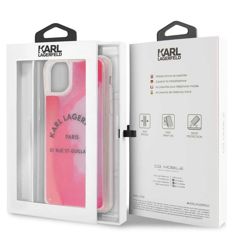 Karl Lagerfeld Glow in the Dark Sand Case For iPhone 11 Pro Max - Grey/Pink
