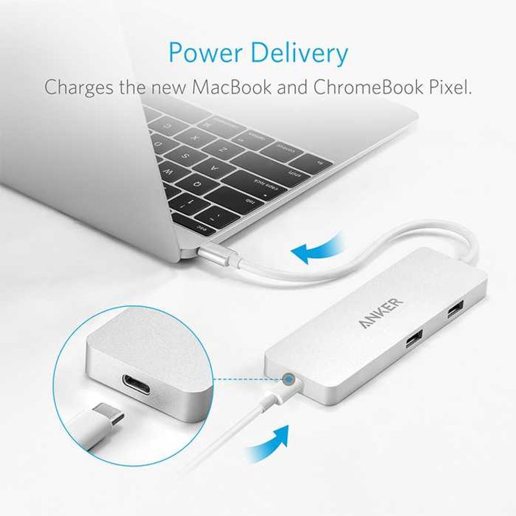 Anker Premium USB-C Hub with Ethernet and Power Delivery UN, Stylish Design, Huge Expansion, Gigabit Ethernet, Full-Speed Charging, UltraPortable, Simultaneous Operations - Silver