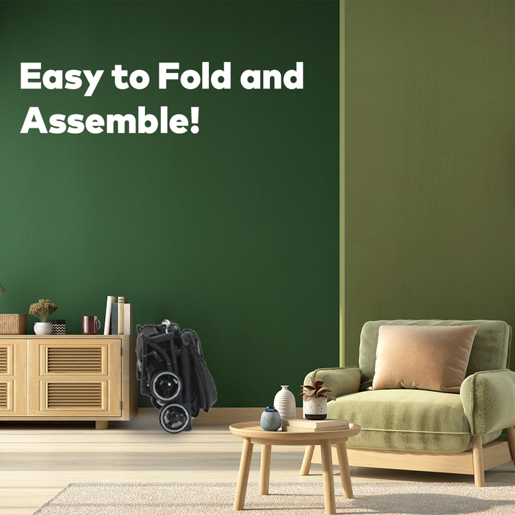 عربة أطفال ليا من جرين ليون، عجلات دوارة 360 درجة وعجلات قفل، مظلة شمسية قابلة للتعديل، ممتصة للصدمات، تصميم قابل للطي، فرامل مزدوجة، سعة تحميل تصل إلى 100 كجم - أسود