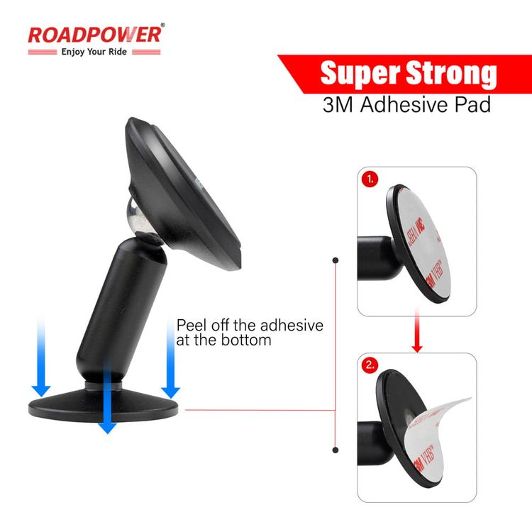 حامل الهاتف المحمول للسيارة من ROADPOWER، حامل مغناطيسي للوحة القيادة، لوحات معدنية، متوافق مع جميع الهواتف المحمولة
