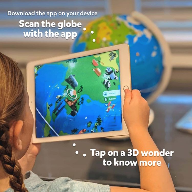 Orboot (Earth)  by PlayShifu (app Based) The Educational Augmented Reality Based 10" globe, passport, flag stickers, and help guide, journey around the world For Kids 4-10 Years