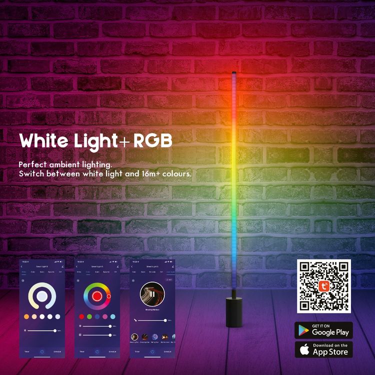 مصباح أرضي ذكي LED Porodo Brite RGB بقوة 18 وات - أسود